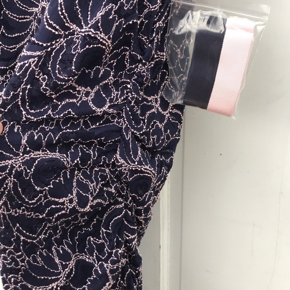 NWT Motherhood Maternity Lace Gender Reveal NAVY BLUE Dress Pink Embroidery 1X - Picture 3 of 9